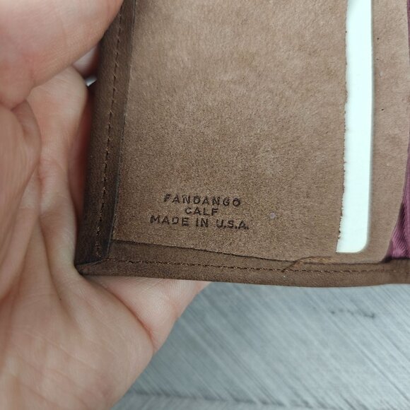 Vintage Fandango Calf Golf Engraved Tri-Fold Men's Leather Wallet Brown - Picture 4 of 6